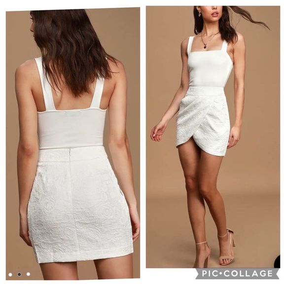 Lulu's White Textured Mini Skirt - Picture 2 of 13